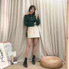 Dual-pocket Wool Blend Miniskirt