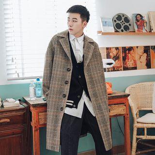 Single-breasted Plaid Wool Jacket
