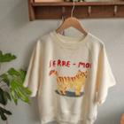 Cat Embroidery Raglan Sweatshirt