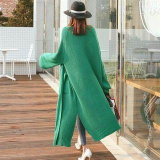 Open-front Maxi Rib Knit Cardigan