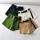 Set: Wide Leg Cargo Shorts + Buckled Belt