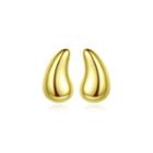 Sterling Silver Plated Gold Simple Fashion Water Drop Stud Earrings Golden - One Size