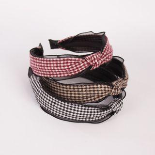 Plaid Knot Lace Trim Headband