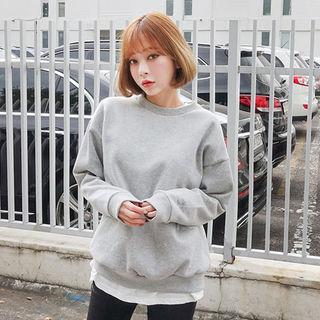 Brushed-fleece Lined Colored Cotton Sweatshirt