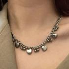 Heart Alloy Choker 0986a - Necklace - Silver - One Size