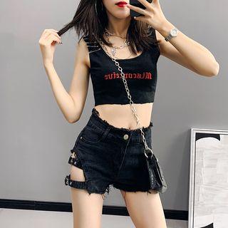 Pin-accent Crop Tank Top