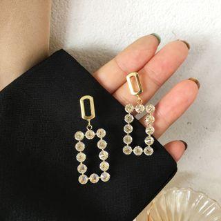 Rectangle Alloy Dangle Earring 1 Pair - S925silver Earrings - Gold - One Size