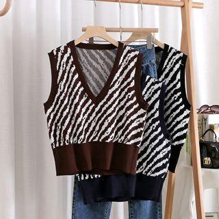 V-neck Printed Zebra Vest