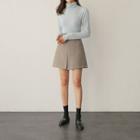 Pleated-front Wool Blend Mini Skirt