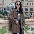 Plaid Double Breasted Cropped Trench Coat