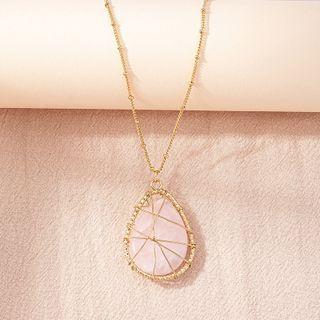 Faux Crystal Necklace X1145 - Gold - One Size