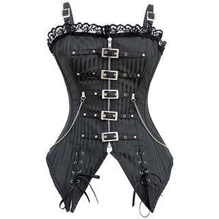 Buckled Chained Lace-up Corset Top
