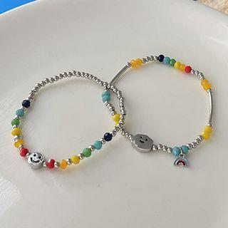 Smiley / Flower Alloy Bead Alloy Bracelet