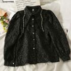Rhinestone-trim Embossed Shirt