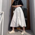 High-waist Drawstring A-line Skirt