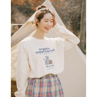 Letter Bear Print Sweatshirt