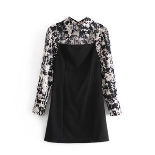 Mock Two-piece Print Panel Mini A-line Dress