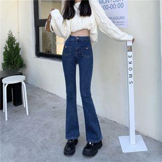 High-waist Pocket-detail Flare Jeans