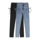 Lace-up High Waist Skinny Jeans