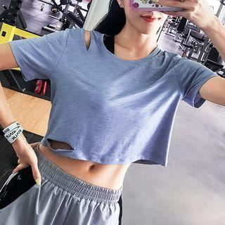 Cutout Short-sleeve Cropped Sports T-shirt