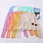 Ruffled-trim Knit Cardigan In 7 Colors