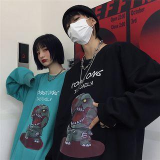 Cartoon Dinosaur Round Neck Pullover