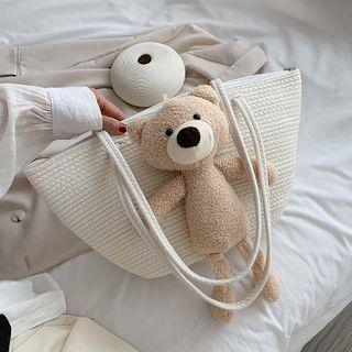 Furry Bear Woven Tote Bag