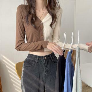Two-tone Cropped Light Cardigan