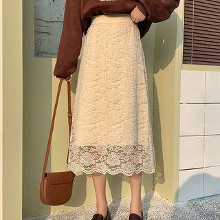 Reversible A-line Midi Lace Skirt