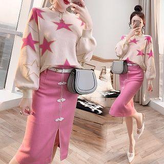 Set: Star Sweater + Midi Pencil Skirt