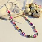 Clay Bead Stainless Steel Necklace Silver - One Size