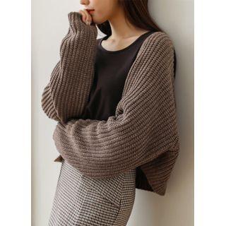 Colored Ribbed Bolero Cardigan