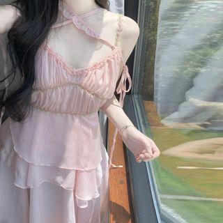 Halter A-line Dress Pink - One Size