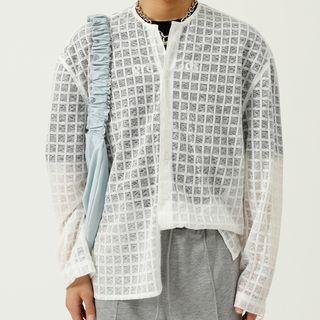 See-through Plaid Button-up Jacket