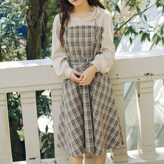 Mock Two Piece Midi Hoodie Dress