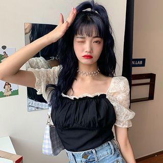 Short-sleeve Lace Panel Top / Dress