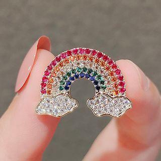 Rainbow Rhinestone Alloy Brooch Ly776 - Purple & Orange & Gold - One Size