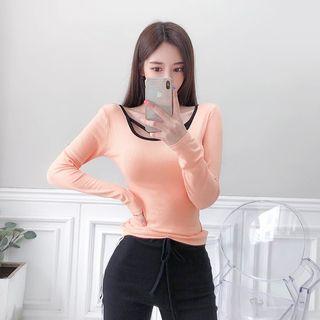 Contrast-trim Slim-fit Top