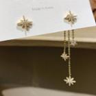 Non-matching Star Earring 1 Pair - Asymmetric - Gold - One Size