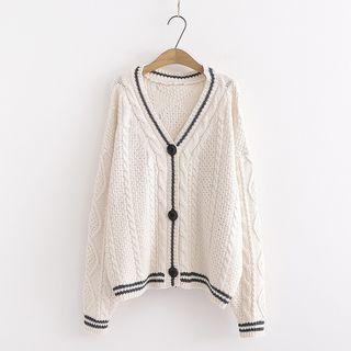 Twist Knit Cardigan Off White - One Size