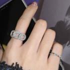 Rhinestone Chain Sterling Silver Open Ring Silver - One Size