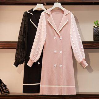 Double Breasted Long-sleeve Knit Dress