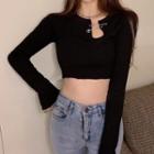 Cropped Knit Top Black - One Size