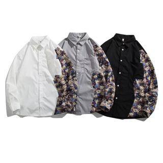 Long-sleeve Bear Panel Shirt Jacket