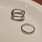 Set: Layered Ring + Plain Ring Set Of 2 - Silver - One Size