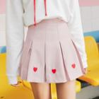 Embroidery Pleated A-line Skirt