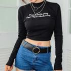 Letter Cropped Knit Top