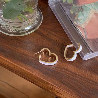 Heart Glaze Earring 1 Pair - Gold - One Size