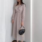 Long-sleeve Twist Floral Midi A-line Dress
