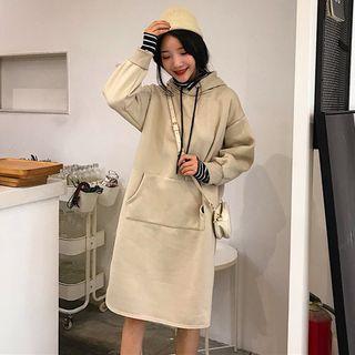 Striped Panel Midi Hoodie Dress